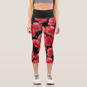 Schöne Erinnerung rotes Mohnmuster Capri Leggings (Vorderseite)
