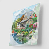 Schöne Erinnerungen am See Quadratische Wanduhr (Winkel)