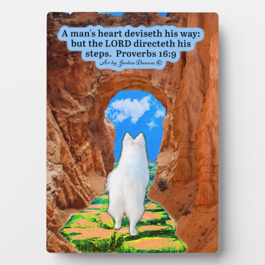 Schöne Eskie Scripture Plaque Proverbs 16:9 Fotoplatte (Vorderseite)