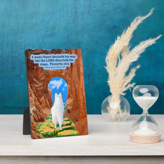 Schöne Eskie Scripture Plaque Proverbs 16:9 Fotoplatte (Seite)