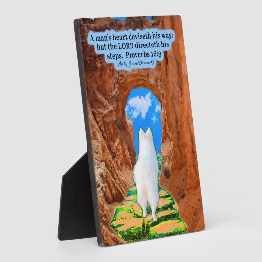 Schöne Eskie Scripture Plaque Proverbs 16:9 Fotoplatte (Seite)