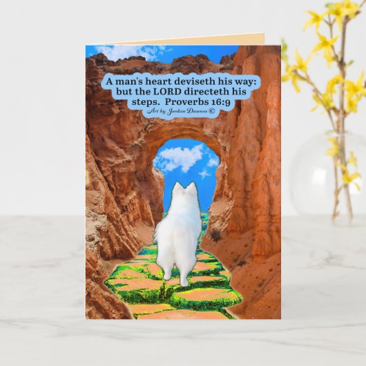 Schöne Eskie Scripture Sprichwörter 16:9 Karte (Gelbe Blume)