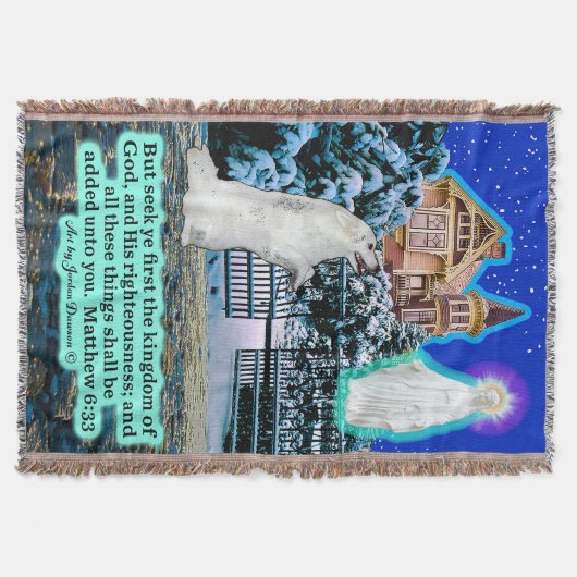 Schöne Eskie und Angel Scripture Matthew 6:33 Decke (Vorderseite)