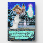 Schöne Eskie und Angel Scripture Matthew 6:33 Fotoplatte (Vorderseite)