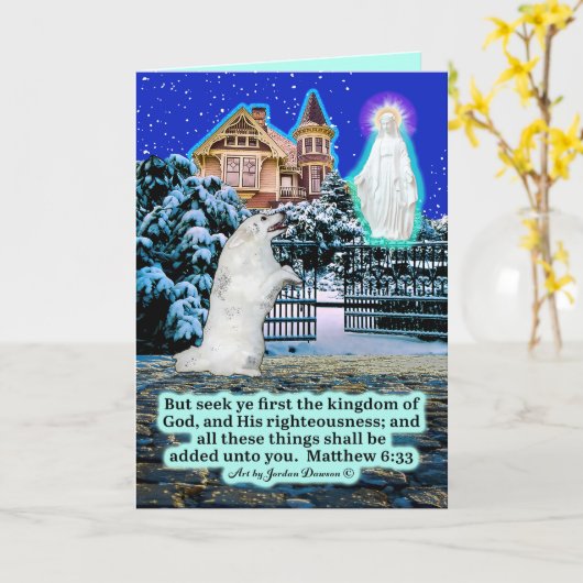 Schöne Eskie und Angel Scripture Matthew 6:33 Karte (Gelbe Blume)