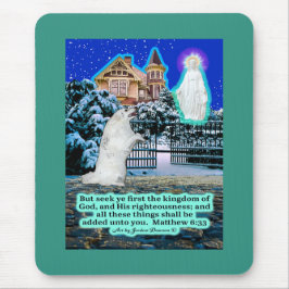 Schöne Eskie und Angel Scripture Matthew 6:33 Mousepad