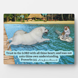 Schöne Eskimo Dog Scripture Plaque Proverbs 3:5 Fotoplatte