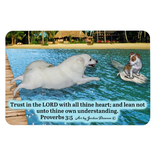 Schöne Eskimo Dog Scripture Sprichwörter 3:5 Magnet (Horizontal)