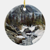 Schöne Estes Park Colorado Winter Stream Keramik Ornament (Hinten)