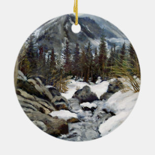 Schöne Estes Park Colorado Winter Stream Keramik Ornament