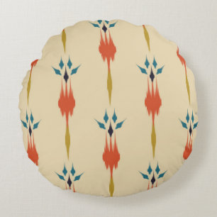 Schöne ethnische abstrakte Ikat-Kunst. Nahtloses K Rundes Kissen