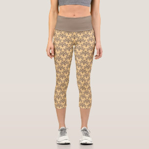 Schöne ethnische Damaskus-Muster-Pointillismus Capri Leggings