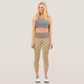 Schöne ethnische Damaskus-Muster-Pointillismus Capri Leggings (Vorderseite)