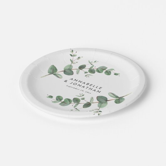 Schöne Eukalyptus-Blatttraube Pappteller (Schrägansicht)