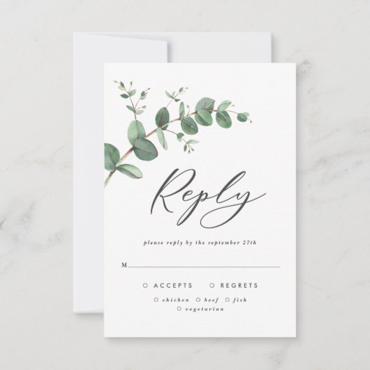 Schöne Eukalyptus-Blatttraube RSVP Karte (Rückseite)