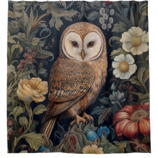Schöne Eule im Jugendstil-Stil des Gartens Duschvorhang (Vorderseite)