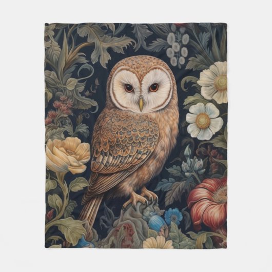 Schöne Eule im Jugendstil-Stil des Gartens Fleecedecke (Vorderseite)