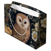 Schöne Eule im Jugendstil-Stil des Gartens Große Geschenktüte (Rückseite Schrägansicht)