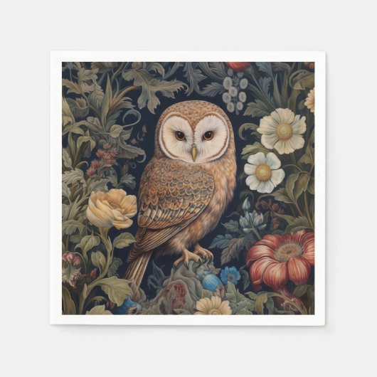 Schöne Eule im Jugendstil-Stil des Gartens Serviette (Vorderseite)