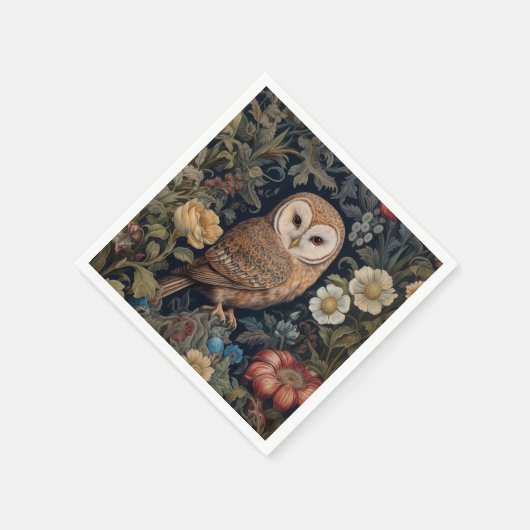 Schöne Eule im Jugendstil-Stil des Gartens Serviette (Ecke)