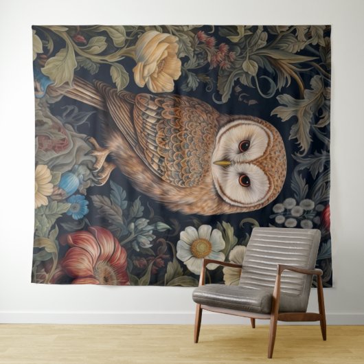 Schöne Eule im Jugendstil-Stil des Gartens Wandteppich (Beispiel (Horizontal))