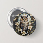 Schöne Eule und Jasmine-Blume Button (Vorne & Hinten)