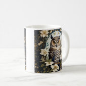 Schöne Eule und Jasmine-Blume Kaffeetasse (VorderseiteRechts)