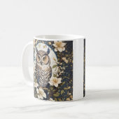 Schöne Eule und Jasmine-Blume Kaffeetasse (Vorderseite Links)