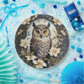 Schöne Eule und Jasmine-Blume Pappteller (Party)