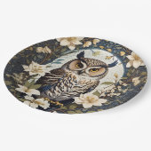 Schöne Eule und Jasmine-Blume Pappteller (Schrägansicht)