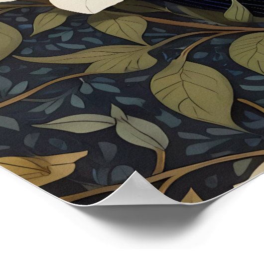 Schöne Eule und Jasmine-Blume Poster (Ecke)