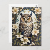 Schöne Eule und Jasmine-Blume Postkarte (Vorne/Hinten)