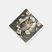 Schöne Eule und Jasmine-Blume Serviette (Ecke)