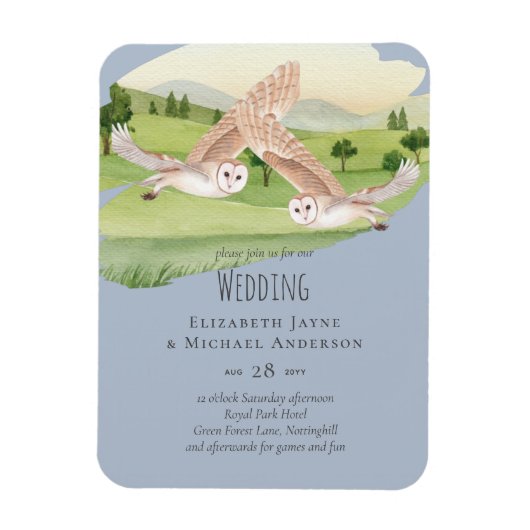 Schöne Eulen-Hochzeit Magnet (Vertikal)