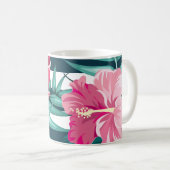 Schöne exotisch gestreifte Blume Monogramm Kaffeetasse (VorderseiteRechts)