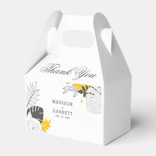 Schöne exotische Blätter Weißer Hintergrund Gefäll Geschenkschachtel (Rückseite)