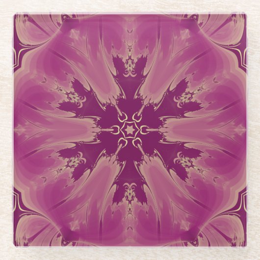 Schöne exotische Blume Lila Schatten Glasuntersetzer (Vorderseite)