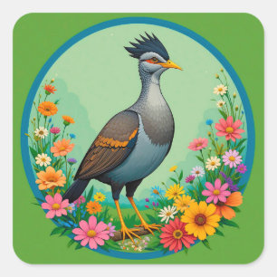 Schöne exotische Vogel, der zwischen farbenfrohen  Quadratischer Aufkleber