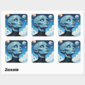 Schöne Extraterrestrische Alien Quadratischer Aufkleber (Blatt)