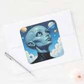 Schöne Extraterrestrische Alien Quadratischer Aufkleber (Umschlag)