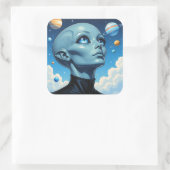 Schöne Extraterrestrische Alien Quadratischer Aufkleber (Tasche)