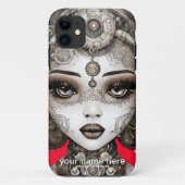 SCHÖNE FAIRE FACE STEAMPUNK SCHWARZ-WEISS Case-Mate iPhone HÜLLE (Rückseite)