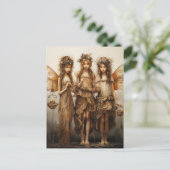 Schöne Fairies Braun Kleider glühende Kerzen Postkarte (Stehend Vorderseite)