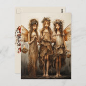 Schöne Fairies Braun Kleider glühende Kerzen Postkarte (Vorne/Hinten)