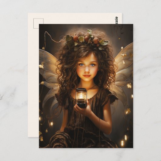 Schöne Fairy Gossamer Flügel mit einer Kerze Postkarte (Vorne/Hinten)