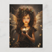 Schöne Fairy Gossamer Flügel mit einer Kerze Postkarte (Vorderseite)