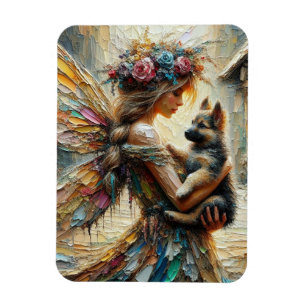 Schöne Fairy und German Shepherds Welpe Magnet
