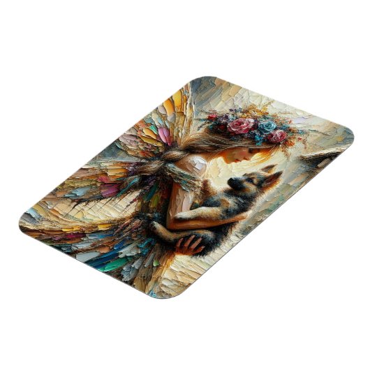 Schöne Fairy und German Shepherds Welpe Magnet (Linke Seite)