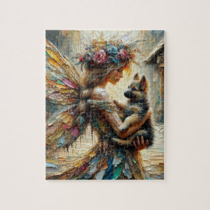 Schöne Fairy und German Shepherds Welpe Puzzle