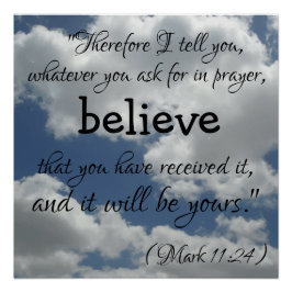 Schöne Faith Bible Quote Wolken Poster